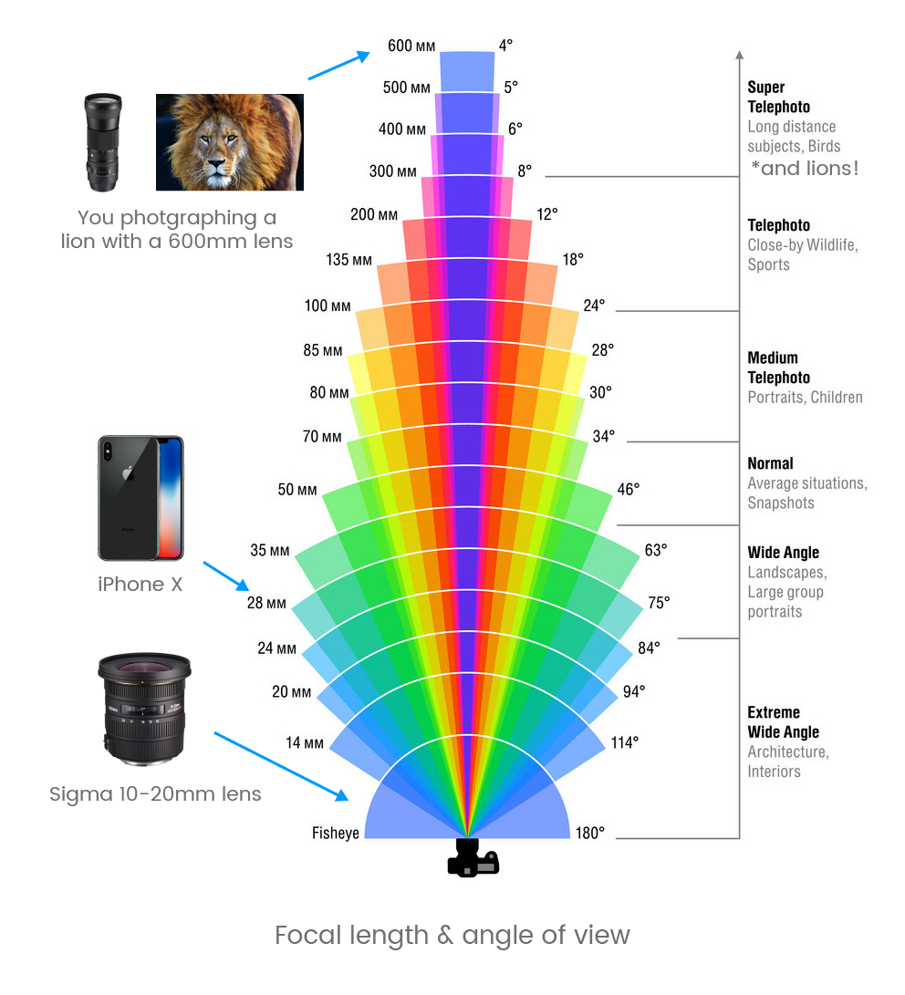 depiction of multiple focal lengths and viewing angles