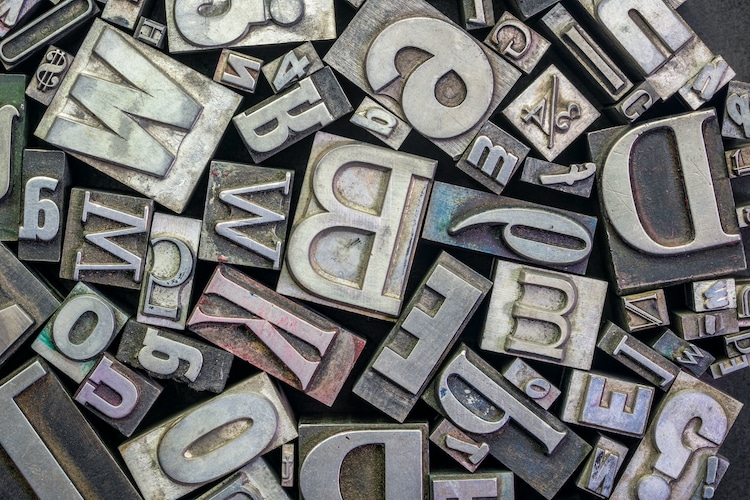 collection metal moveable types for a letterpress 