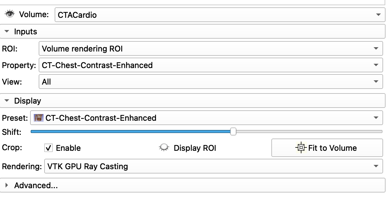 volume render settings