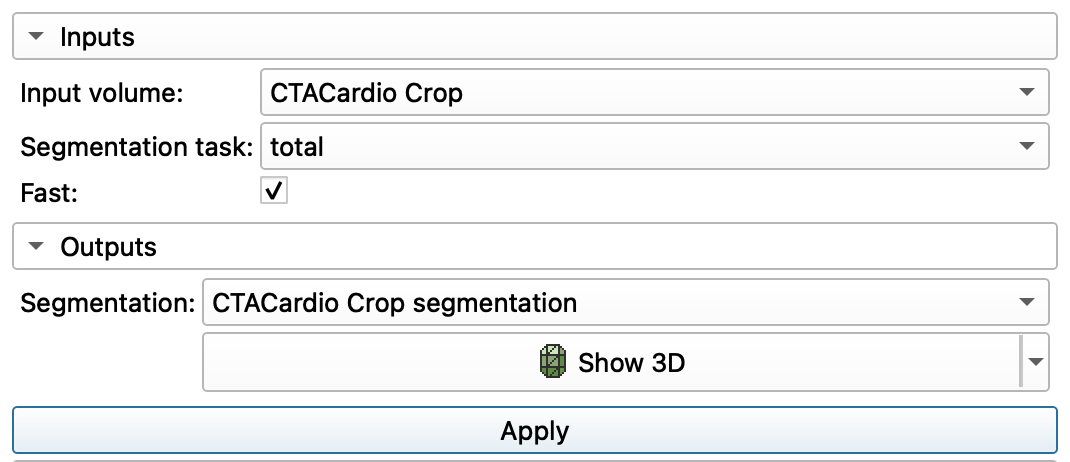 total segmentator settings