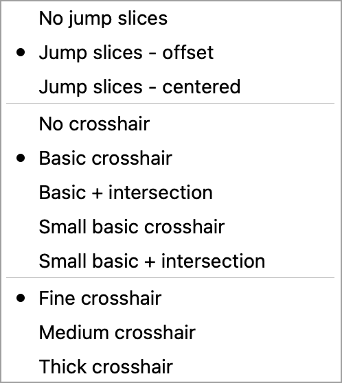 cross hair menu