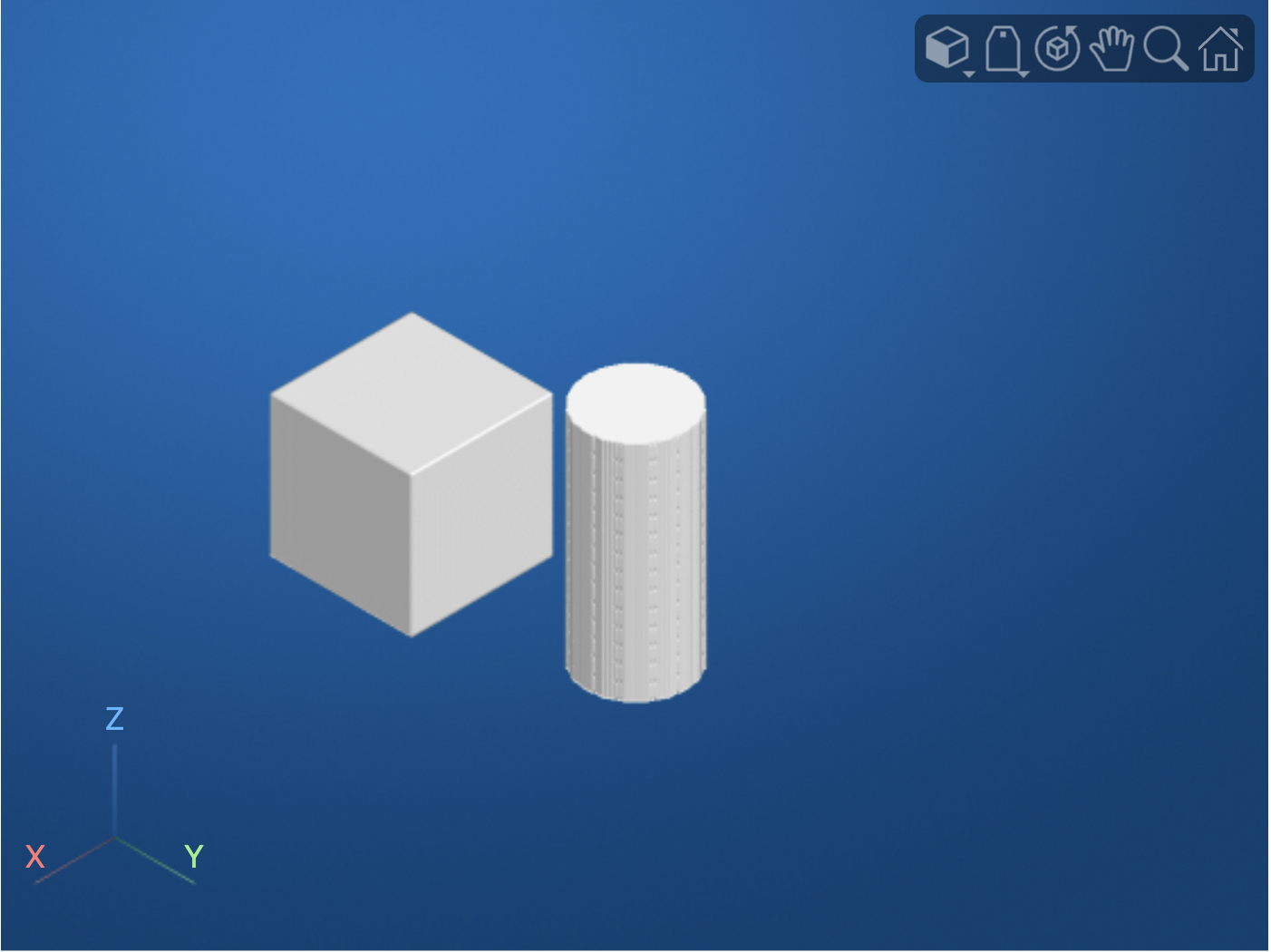 render of a cube and a cylinder