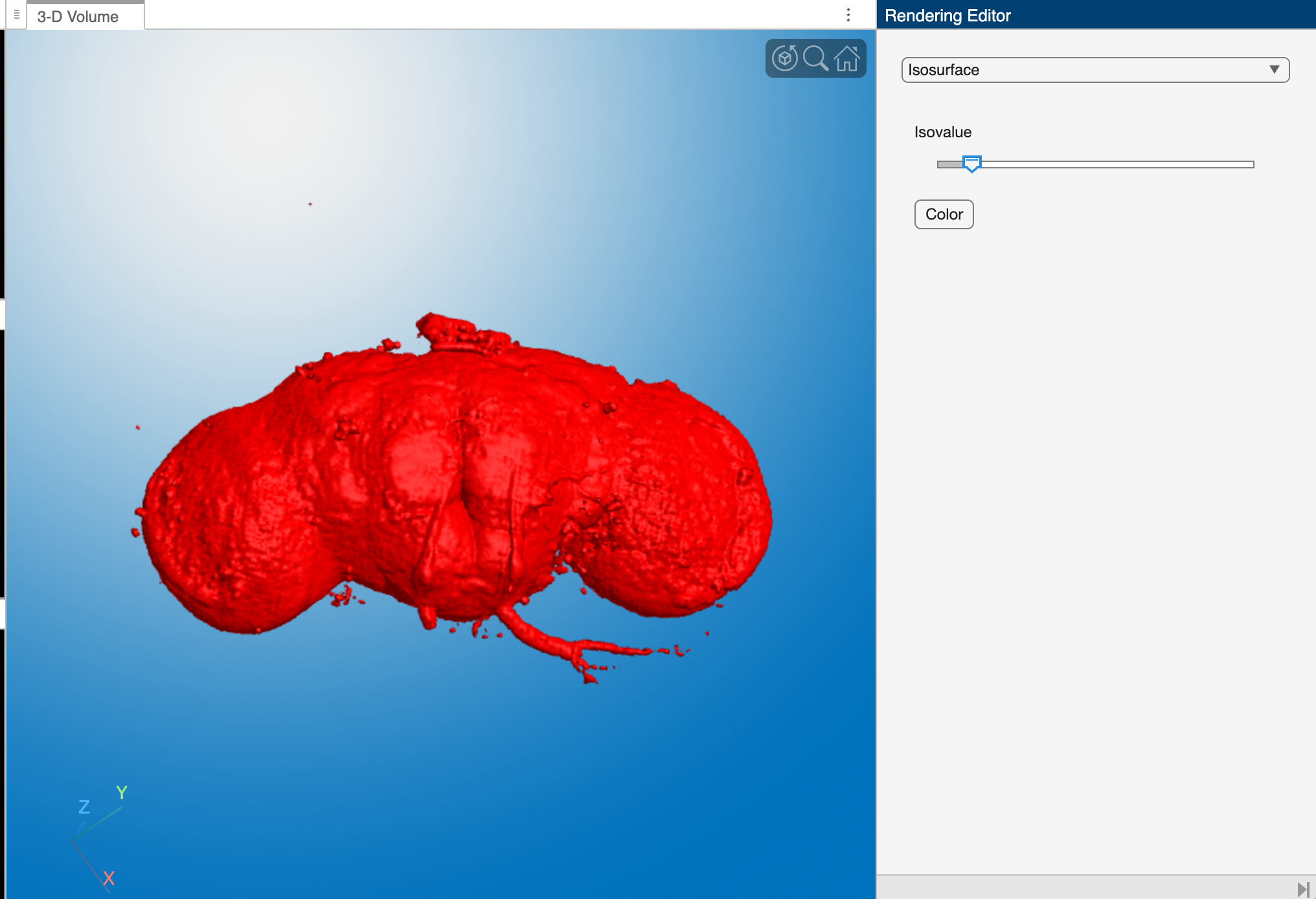 volume viewer with isosurface turned on