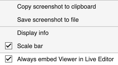volshow contextual menu