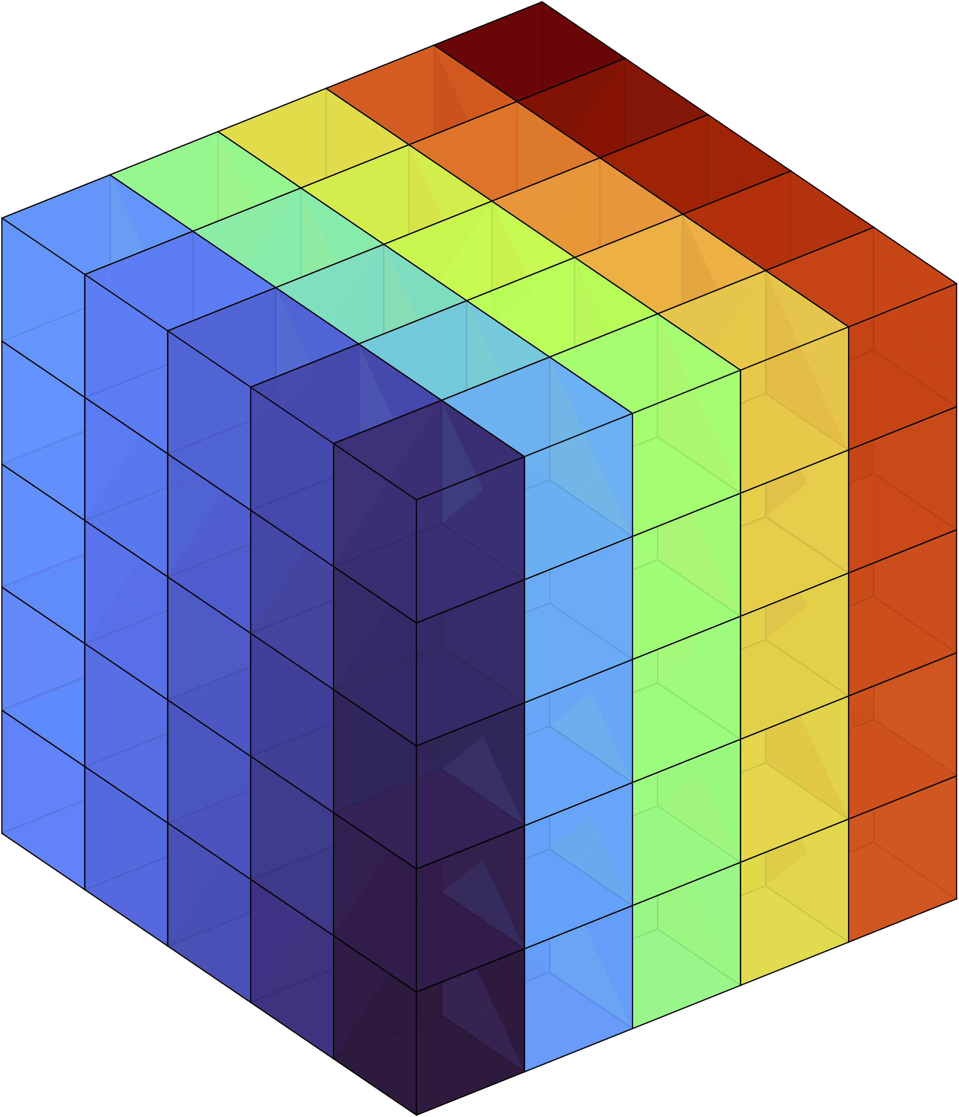 cube made up of smaller colorful cubes